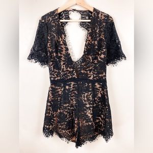 TOBI Hazel Black Lace Romper